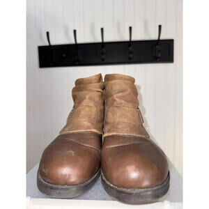 Earth Origins Brown Two-Tone Ankle Boots with Buckle Detail